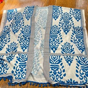 Blue and white kimono swim cover. Beach, poolside, or shorts and jeans. OS.
